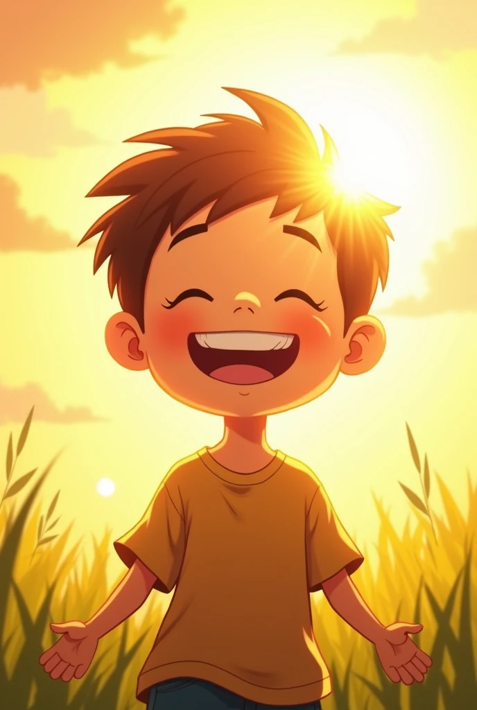 Boy feeling happy under the sun