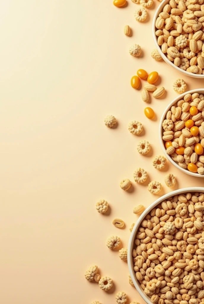 different cereals on a light background top view