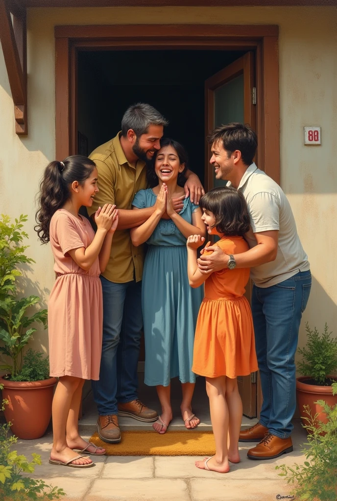 Create an image of the MARIN FAMILY inspired by the work Ave sin nido