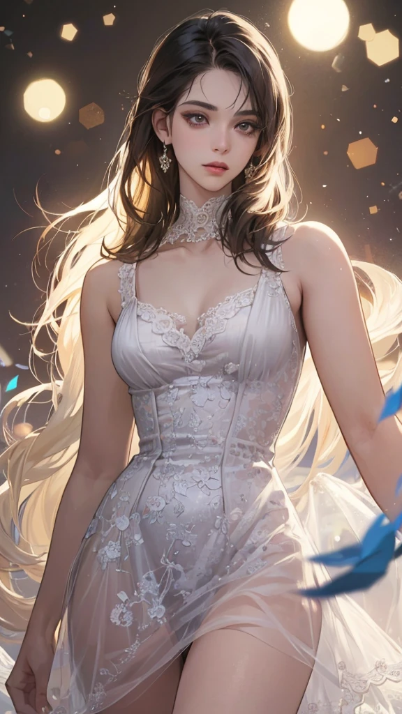 Wearing an elegant evening gown in front of a luxurious banquet hall、Beautiful posing for a photo shoot。She exudes confidence and grace.、The bright lights and elegant décor accentuate her beauty and sophistication.。(((nsfw)))(((naked)))((Transparent see-through clothing))((()))infant
