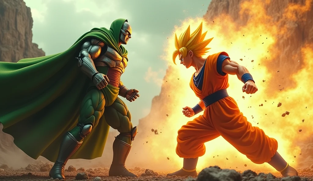 Doctor Doom vs Goku fight for YouTube thumbnail