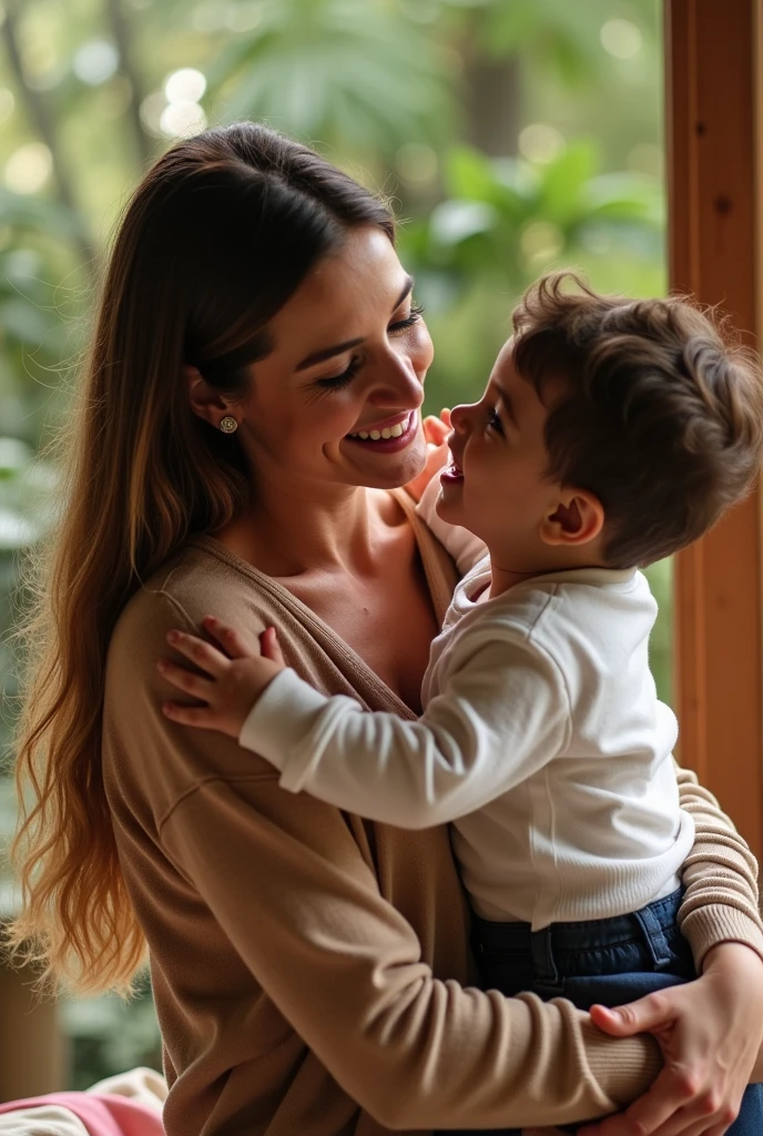 Antonella roccuzzo with Thiago, her son. Thiago is grabbing Antonella's ass