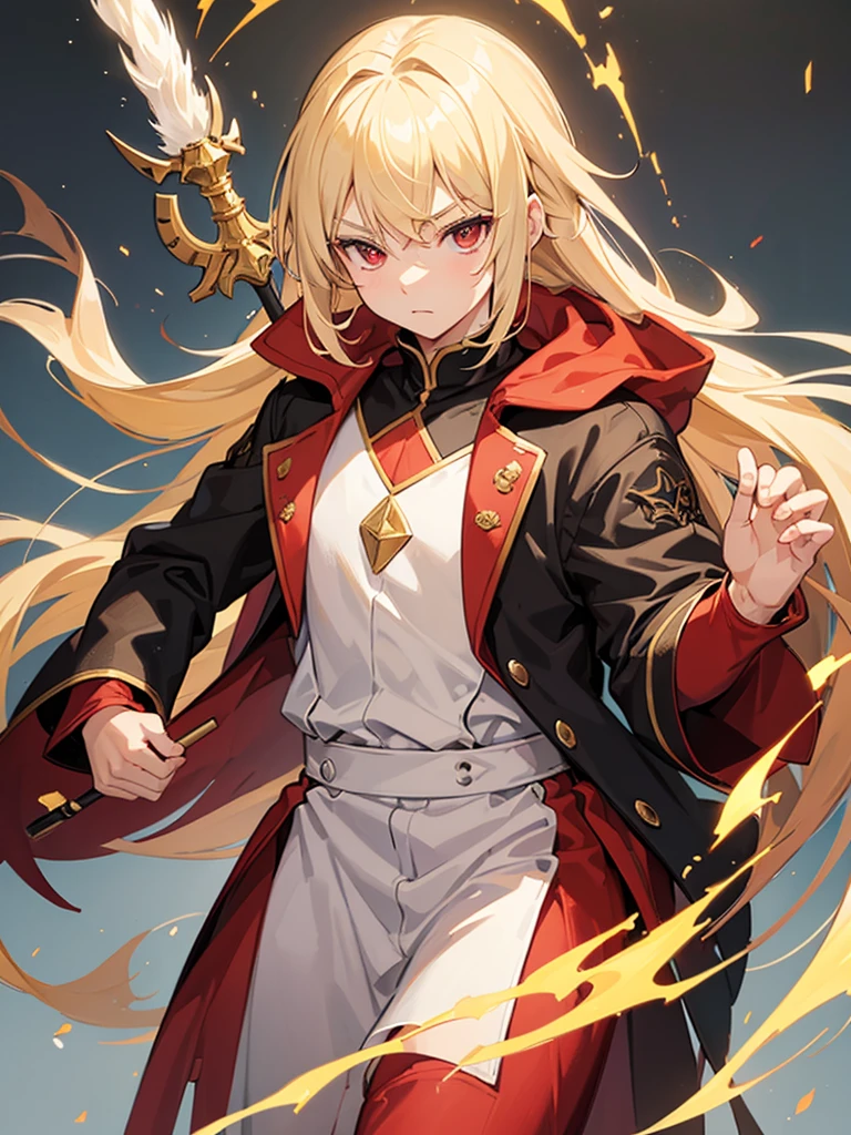Hair colorbeige,Red Eye,Twin tails,Long Hair,Wizard,Magic wand,Expressionless,