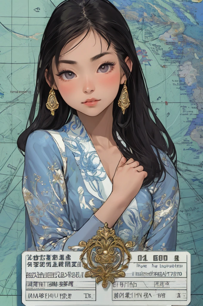 exquisite looking Eurasian female, passport photo