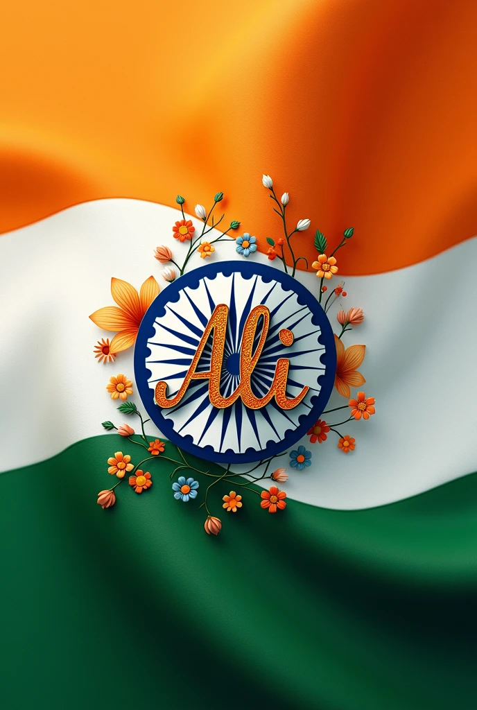 Ali's name written in Indian flag