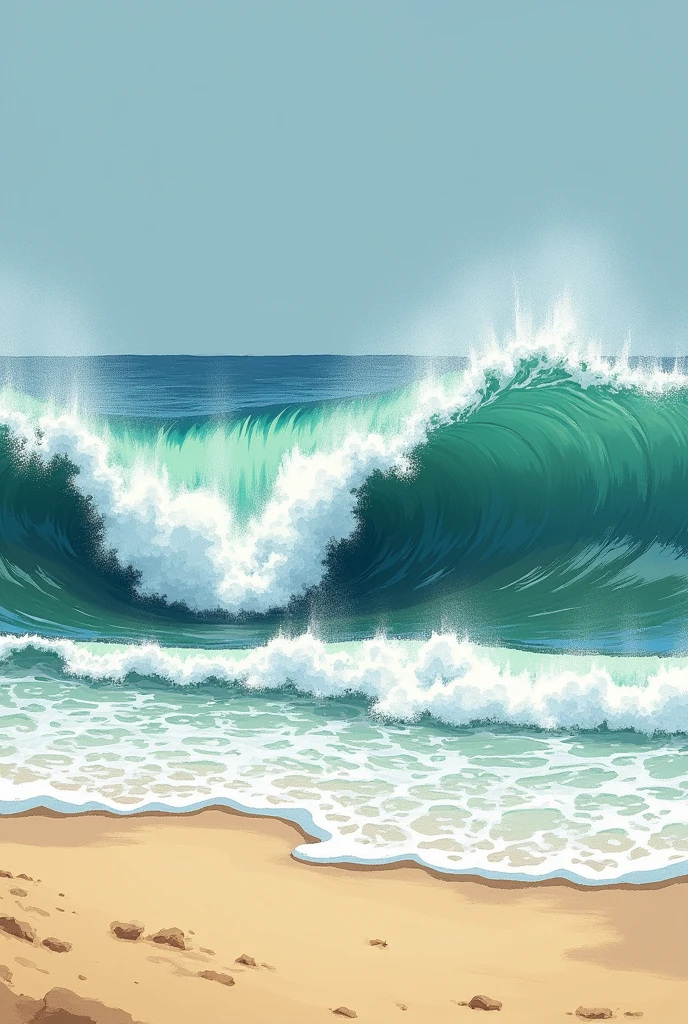 Create a beach with tidal waves
Make it look like drawing
