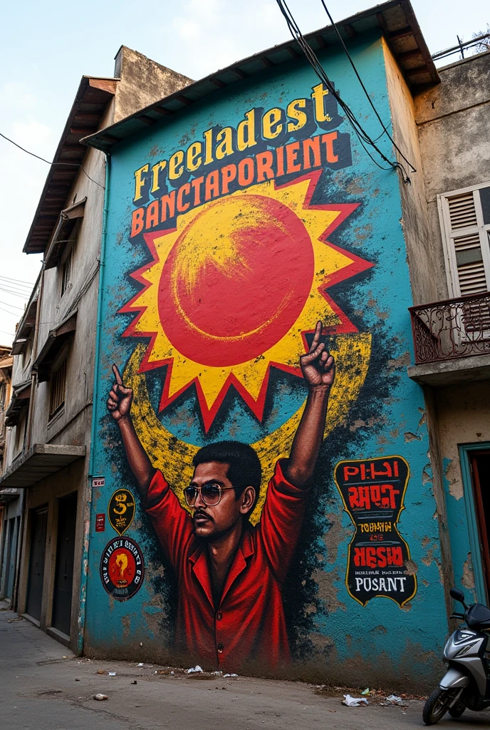 Create a graffiti about Bangladesh freedom without person