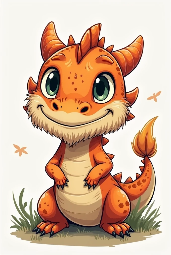 a friendly bearded dragon, in modern drawing style
