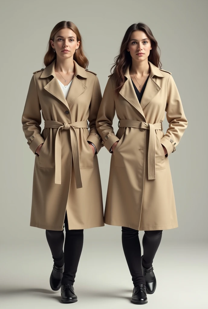 40 year Old Doktor Woman in beige Trenchcoat with her Assistentin 17 years old in Trenchcoat