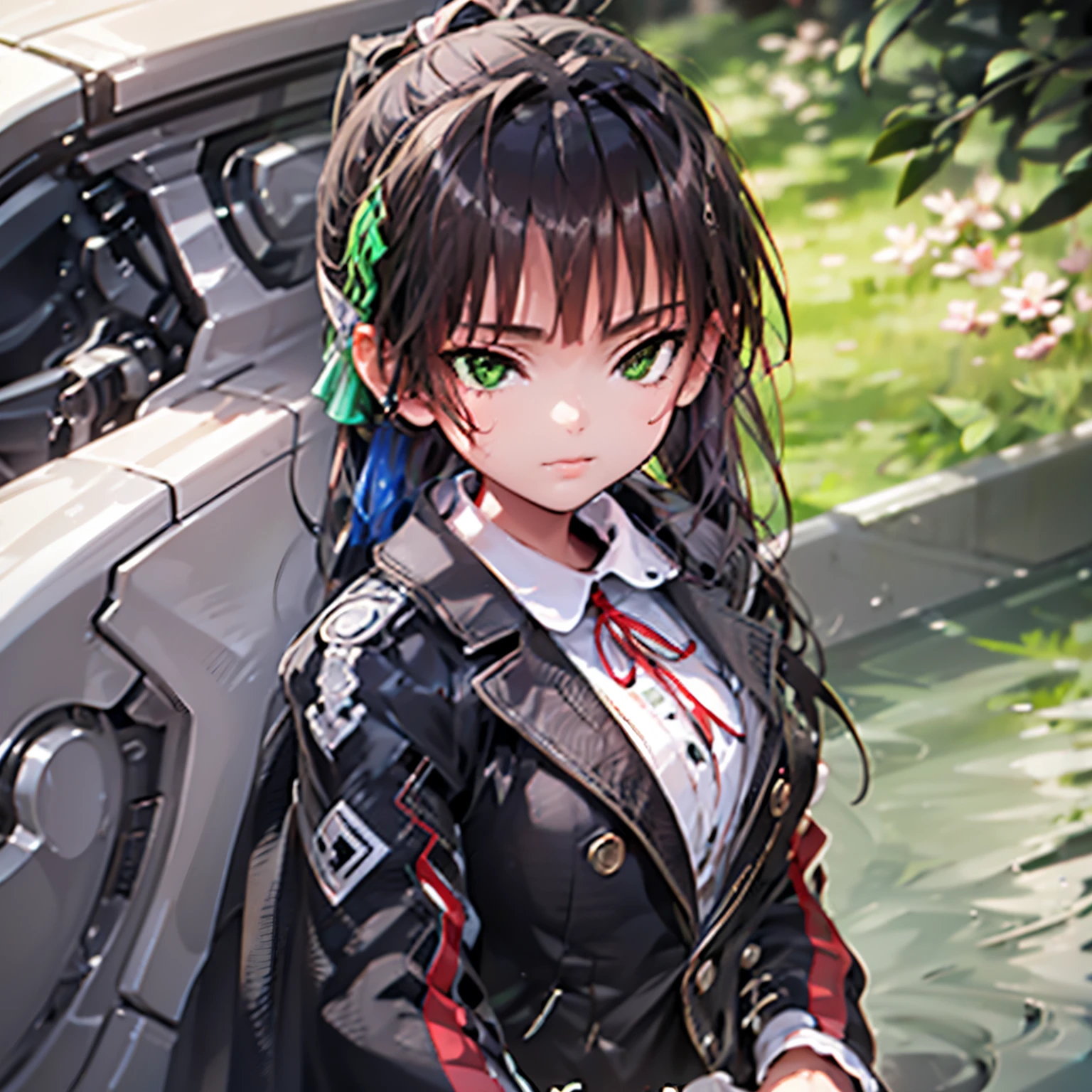 Highest quality, masterpiece, best definition, artwork, super detailed, many detailed, detailed, detailed, woman, 20 years, whole body, whole body, Night dress, super detailed dress, Long dress, dress with many Frills, dress with many ribbons, pink bows, Victorian dress, detailed Victorian dress, Victorian dress with bows, pink, Frills, Perfect Skin, whole body,Green Eyes