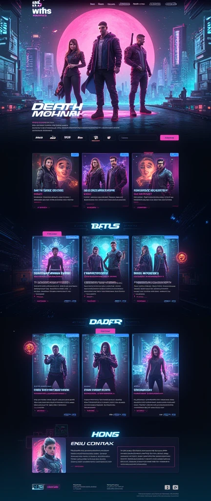 Generate an official website for gaming enterprise brand,reference:dribbble,Behance and other avant-garde web design creativity,Game Style,Mainly RPG style games,Cyberpunk style,Post-era,Tech style