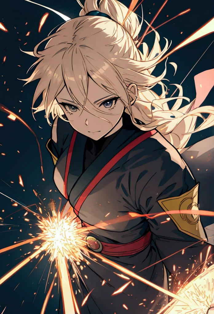Line art、anime、Sparks flying due to friction