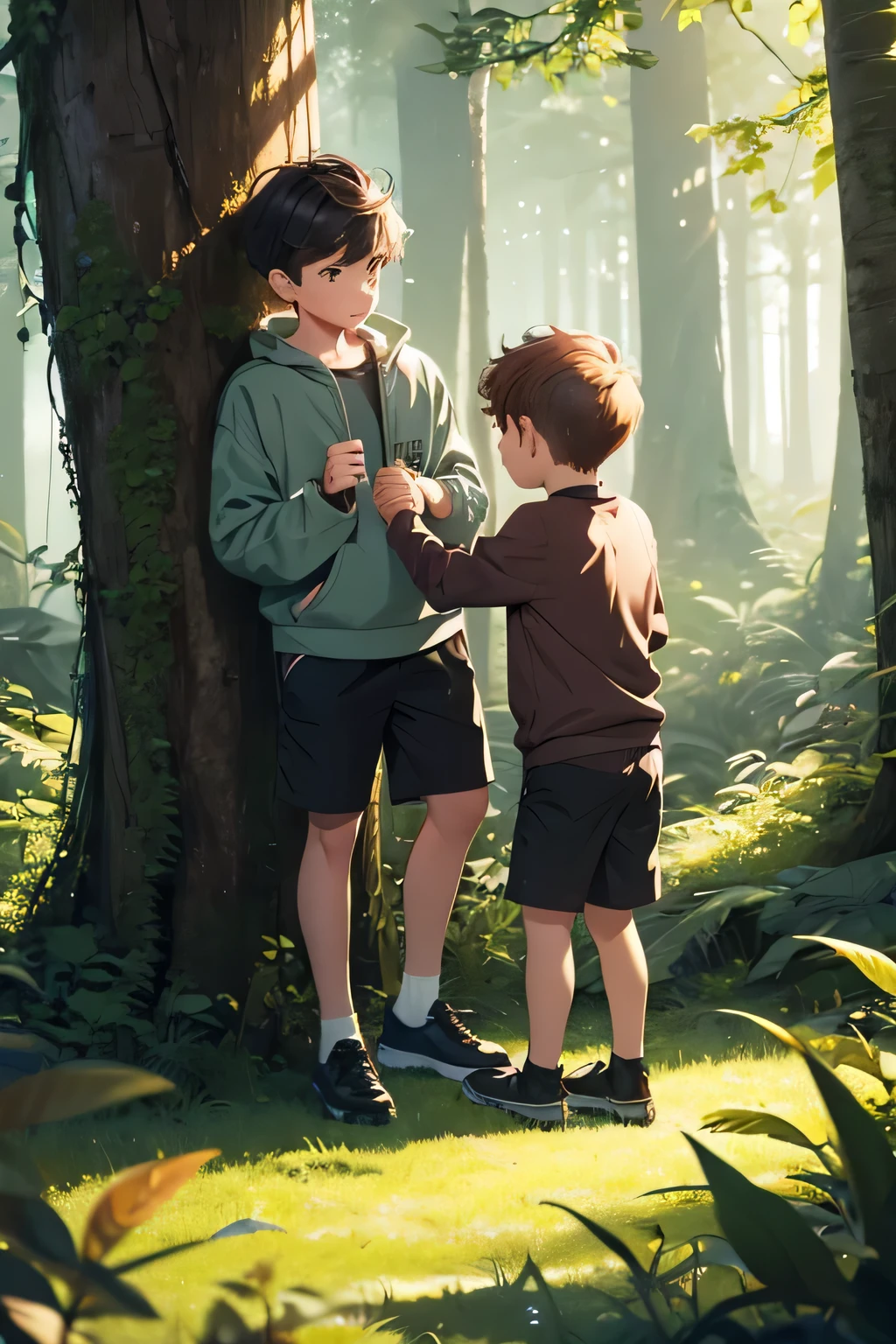 1 boy liking 2 boys in forest