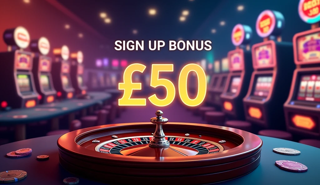 Sign Up Bonus INR50, casino games background, casino website promotion,