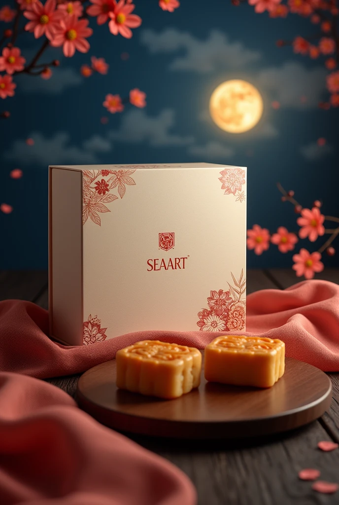 Mooncake gift box，Mid-Autumn Festival，The gift box says"SEAART"