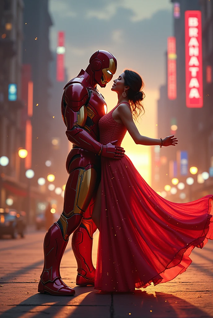 Picture of iron man and his girlfriend performing srk pose