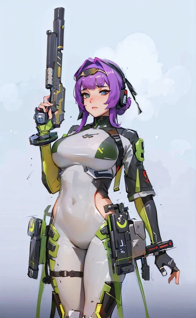 ((Best Quality, 8K, Masterpiece: 1.3)), best quality, ultra high res, a close up of a woman in a bodysuit holding a gun, oppai cyberpunk, as an overwatch character, from overwatch, thicc, as overwatch character, thicc build, mechanized soldier girl, biomechanical oppai, android e, overwatch inspired, bikini + tattered military gear, m4 sopmod ii girls frontline, overwatch style, perfect android girl