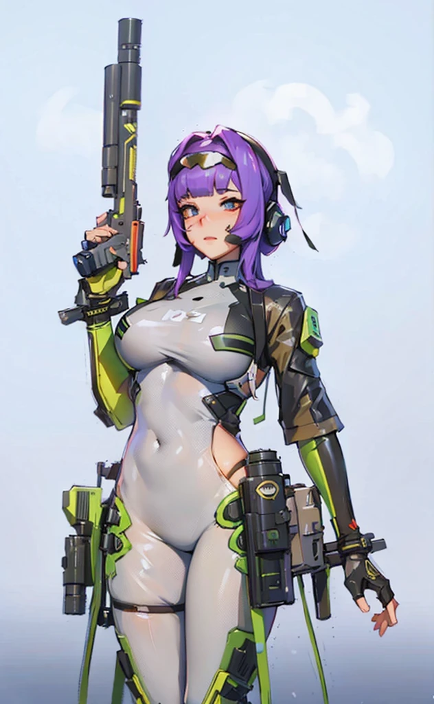 ((Best Quality, 8K, Masterpiece: 1.3)), best quality, ultra high res, a close up of a woman in a bodysuit holding a gun, oppai cyberpunk, as an overwatch character, from overwatch, thicc, as overwatch character, thicc build, mechanized soldier girl, biomechanical oppai, android heroine, overwatch inspired, bikini + tattered military gear, m4 sopmod ii girls frontline, overwatch style, perfect android girl