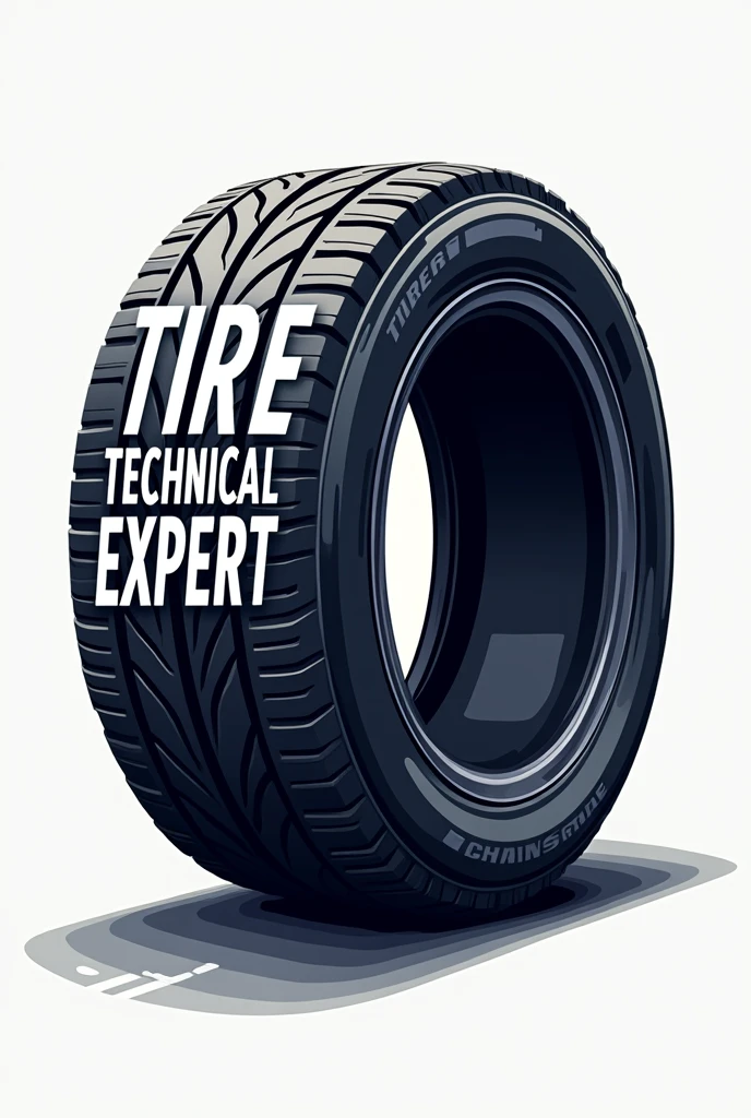 The tire shop logo, "TIRE TECHNICAL EXPERT" written on the side of the tire