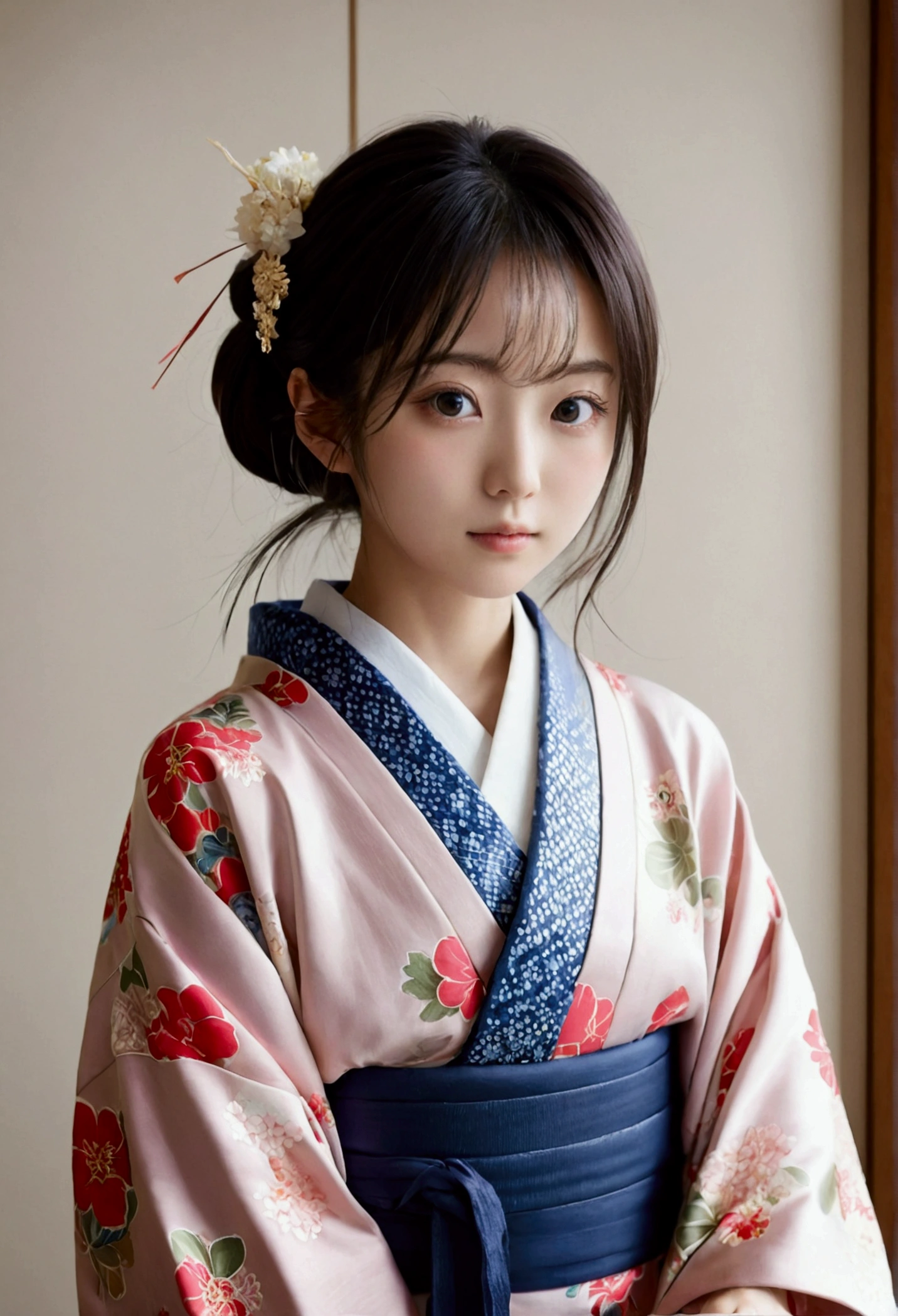 best quality，Japanese Girls，1 Girl，19 years old，big eyes，kimono，