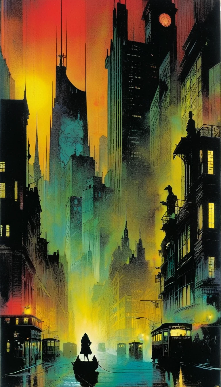 the city of lust, art inspired by Bill Sienkiewicz and dave mckean