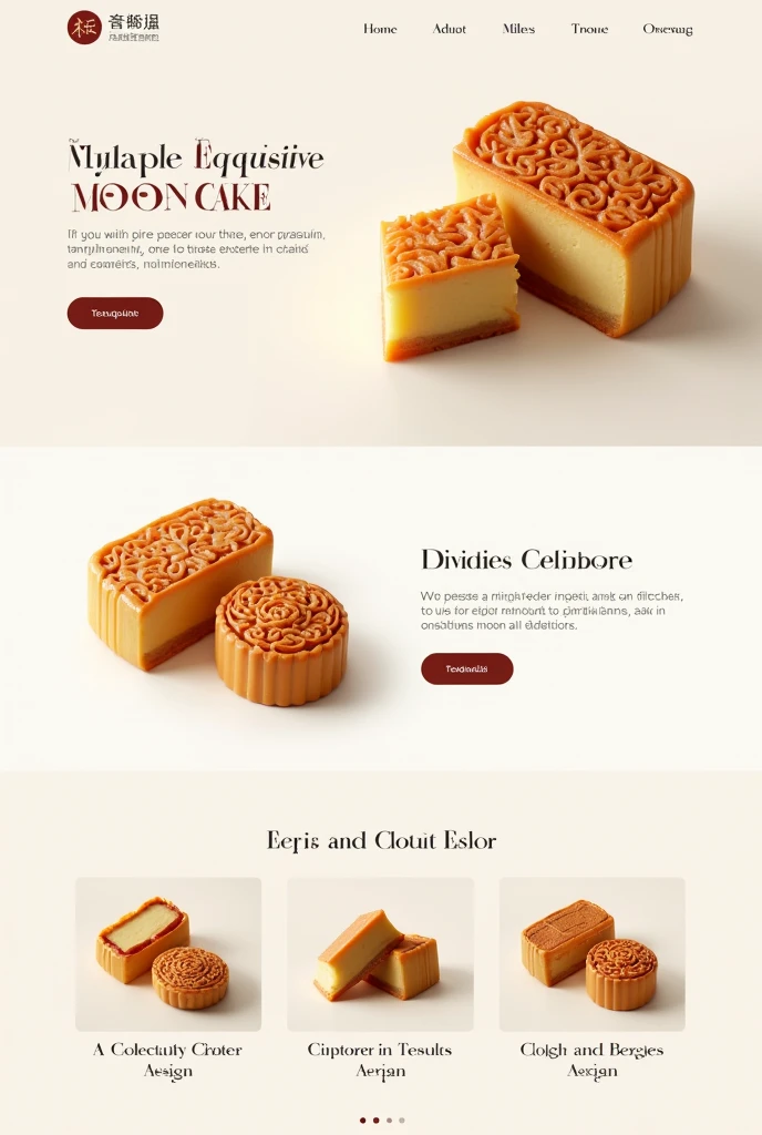 Generate an e-commerce store homepage,Products are mainly moon cakes,Stroke style color matching