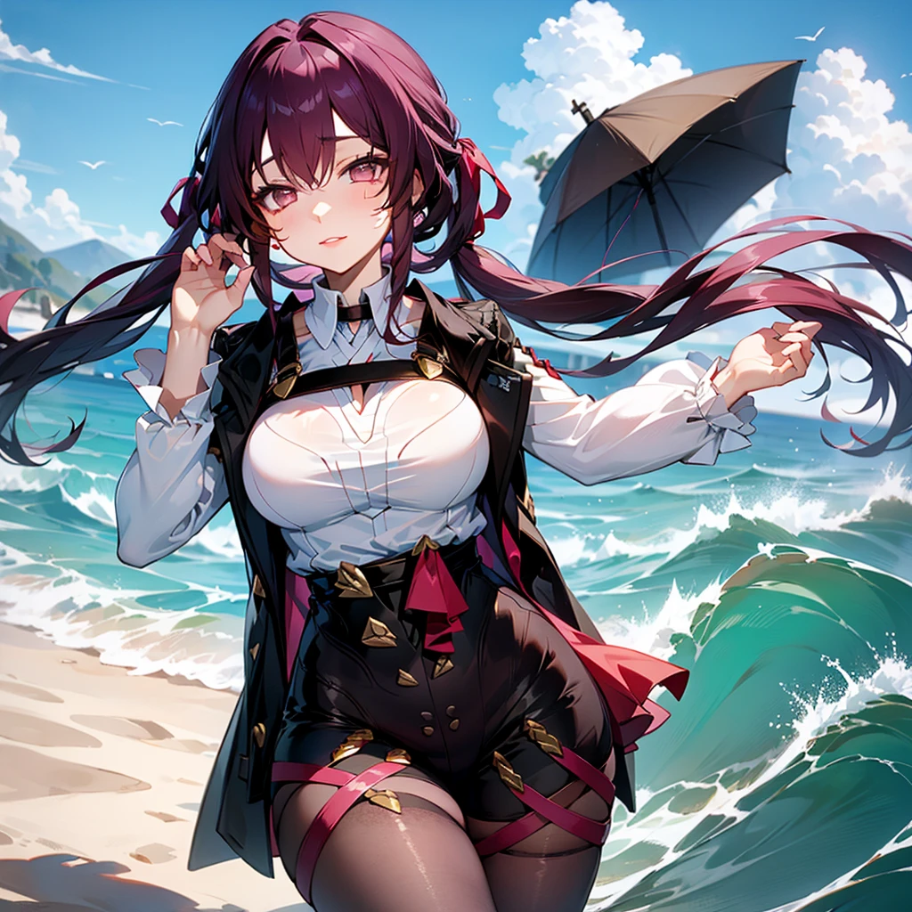 Zhezhi | Wuthering Waves,Zhezhi, twintails, multicolored hair, glasses, hair ribbon, chinese clothes, white pantyhose,