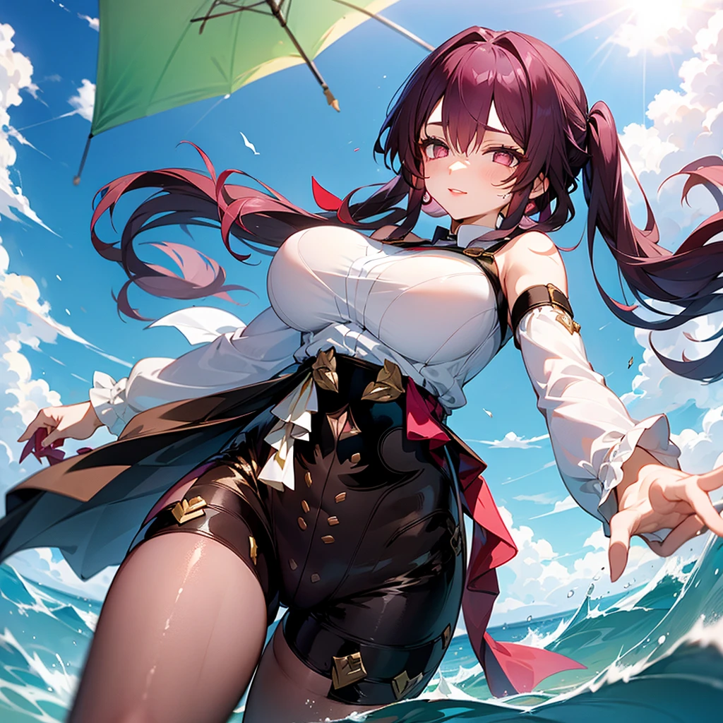 Zhezhi | Wuthering Waves,Zhezhi, twintails, multicolored hair, glasses, hair ribbon, chinese clothes, white pantyhose,