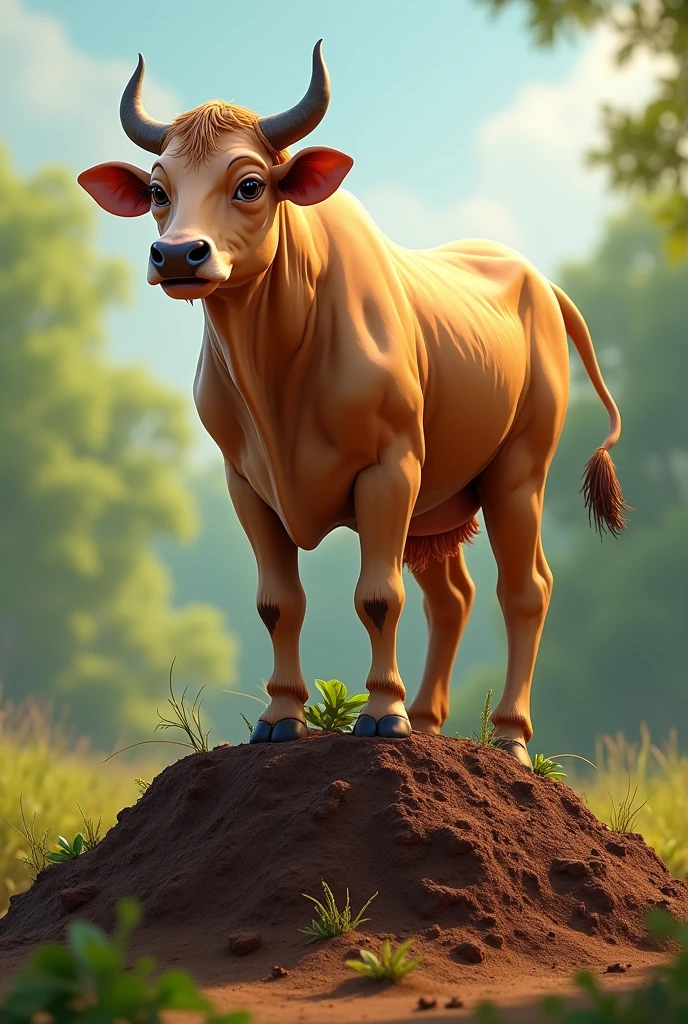 A sahi wal cow stand on dung heap