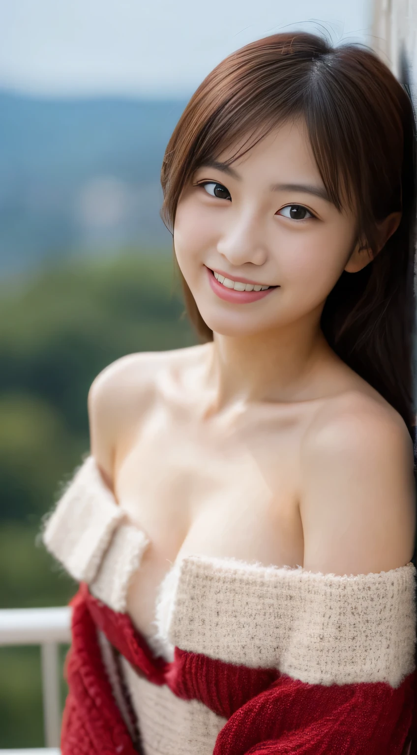 masterpiece,best quality,(Japanese girl),((Beautiful girl)),cleavage,(off shoulder:1.2),(perfect body beauty:1.2),(shy smile),from above
