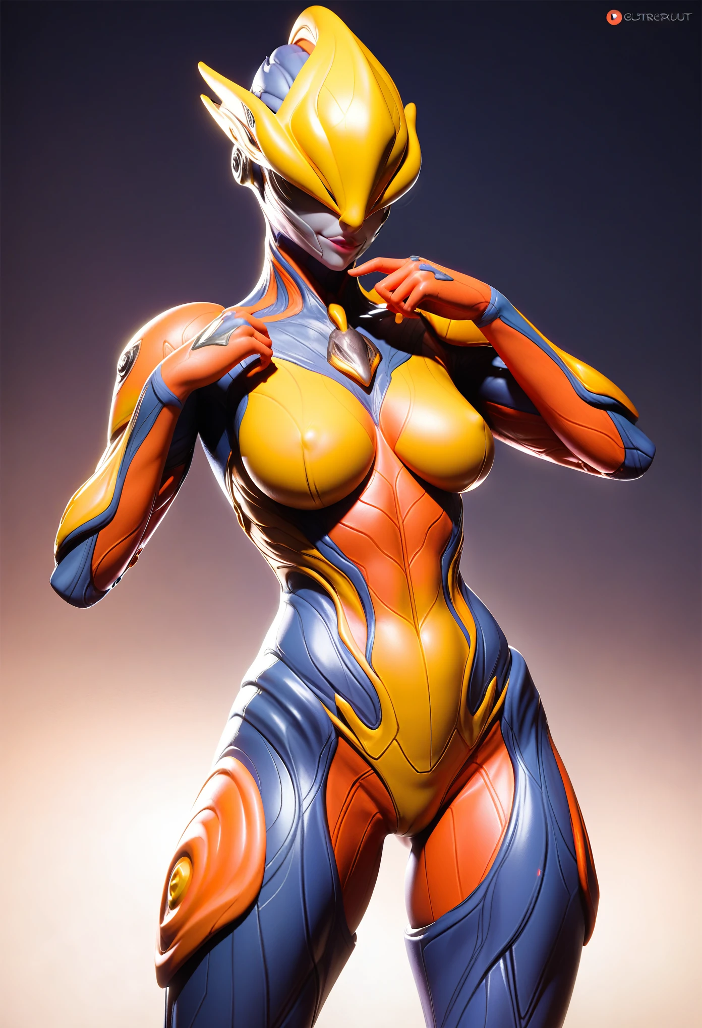 score_9, score_8_up, score_7_up, Wear mechanical clothing, Wonders of the machine, cyber, Cybernetic Guardian, Futuristic Armor, whole body, Front pose, Symmetric, Complex (Steel Metal [rust]), joint, Warframe style, cyborg, Female body and armor,