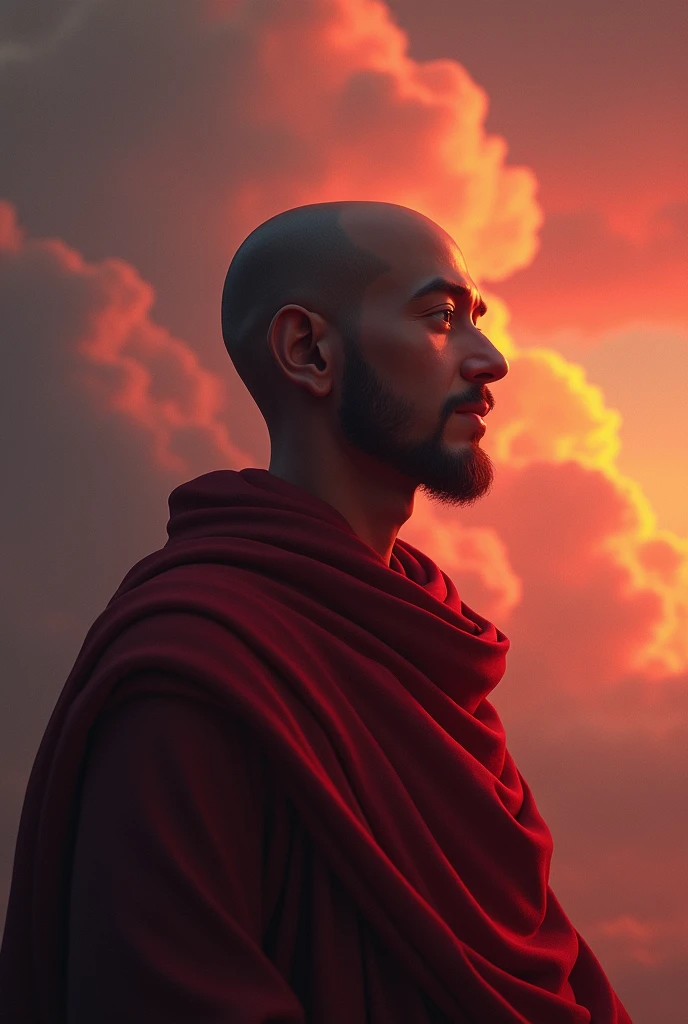 a painting of siddharta gautama, thoughtful, focused, visionary, calm, jovial, loving, fatherly, generous, dramatic angle, ethereal lights, details, smooth, sharp focus, illustration, realistic, cinematic, artstation, award winning, rgb , unreal engine, octane render, cinematic light, macro, depth of field, blur, red light and clouds from the back, highly detailed epic cinematic concept art CG render made in Maya, Blender and Photoshop, octane render, excellent composition, dynamic dramatic cinematic lighting, aesthetic, very inspirational, arthouse