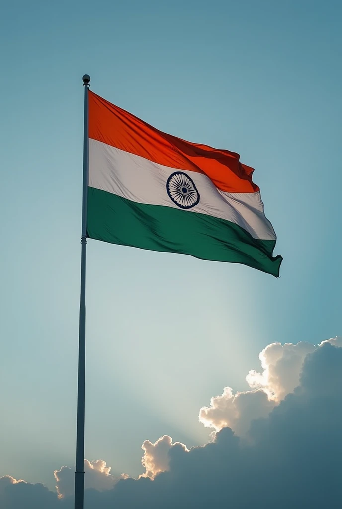 A nice light blkue sky, India Flag should not be waving at all and independence day Celebrations.