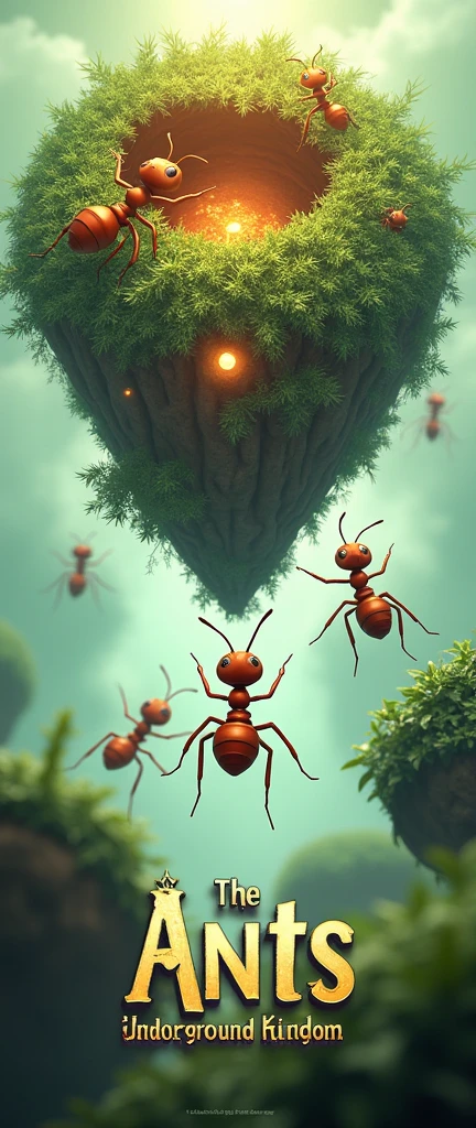 Game enterprise brand official website，strategy game，Little Ant Kingdom，Clarity，Green and white webpage，Real Ants，The story of ants，Ant nests，Realistic Ant，Gaming websites，3D realistic style，reference：dribbble，Behance and other avant-garde web design creativity，Novel typography，High-end typesetting solutions，Advanced typography，Banner picture game font says：The Ants: Underground Kingdom The World's First Ant Strategy Games，