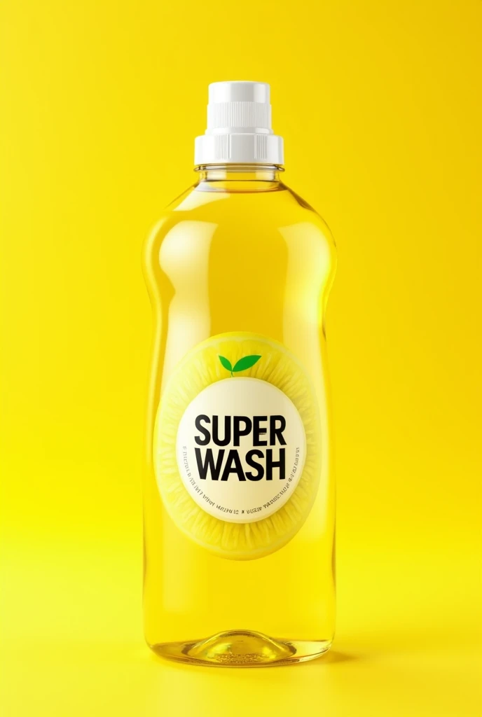 Super wash DISHWASH logo
On yellow transparent dishwash bottle
Lamon background kitchen