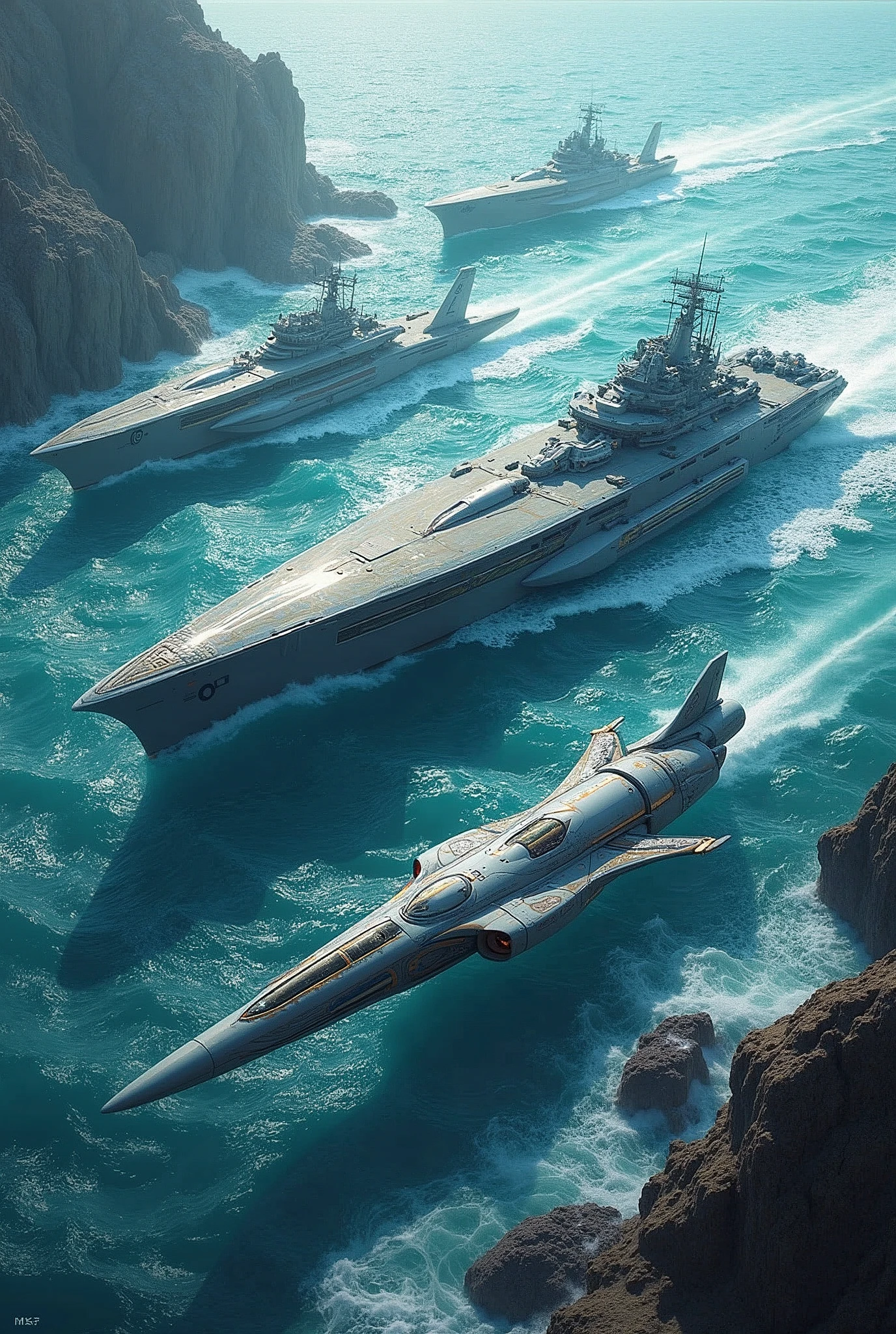 Ocean-inspired technology weapons and planes and ships 