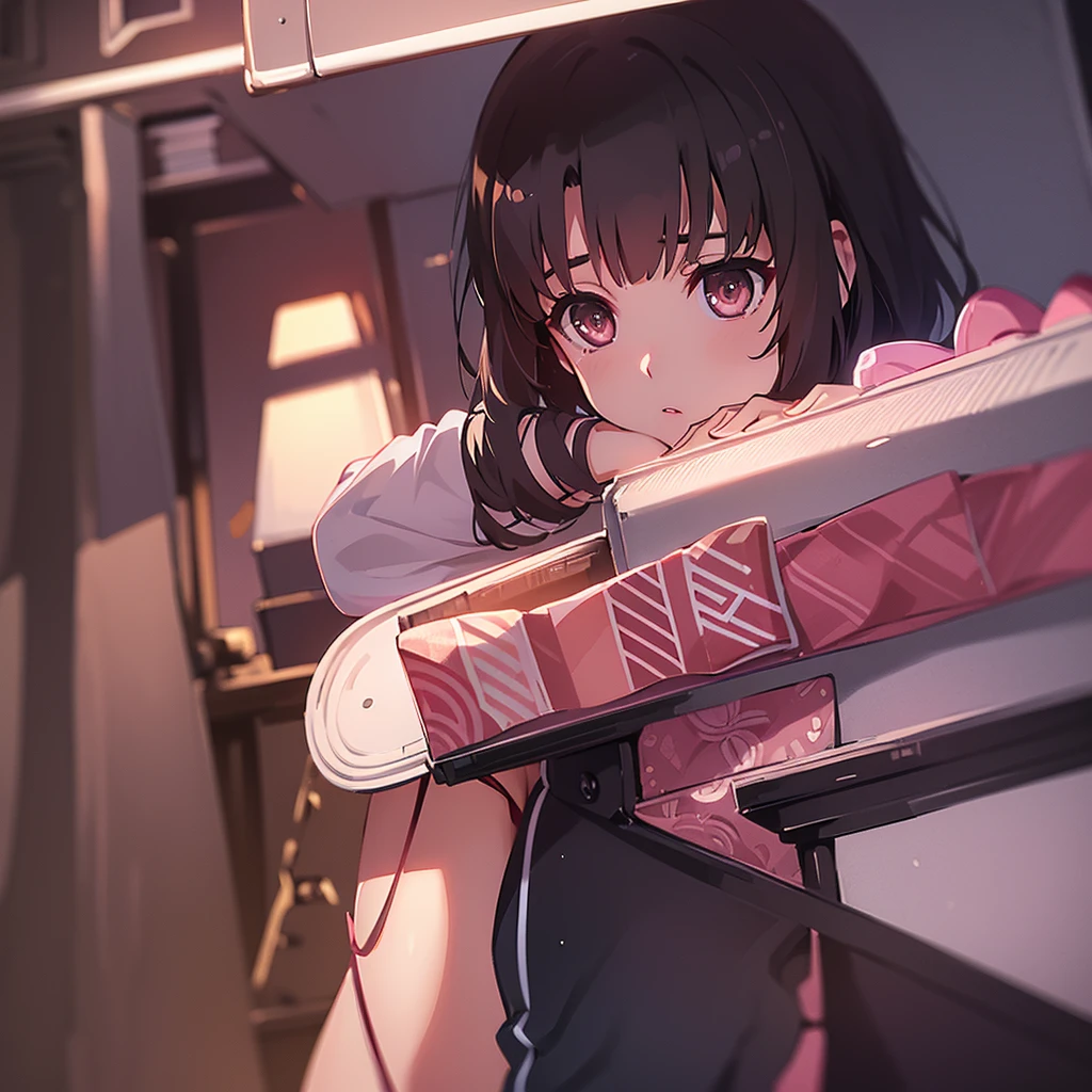nsfw,(masterpiece), ((Attention to detail)), (Attention to detail顔), Intricate details, Depth of written boundary, Backlight, high quality, 最high quality, 8k, girl, Megumi Katou, uniform、((Pink Panties)),