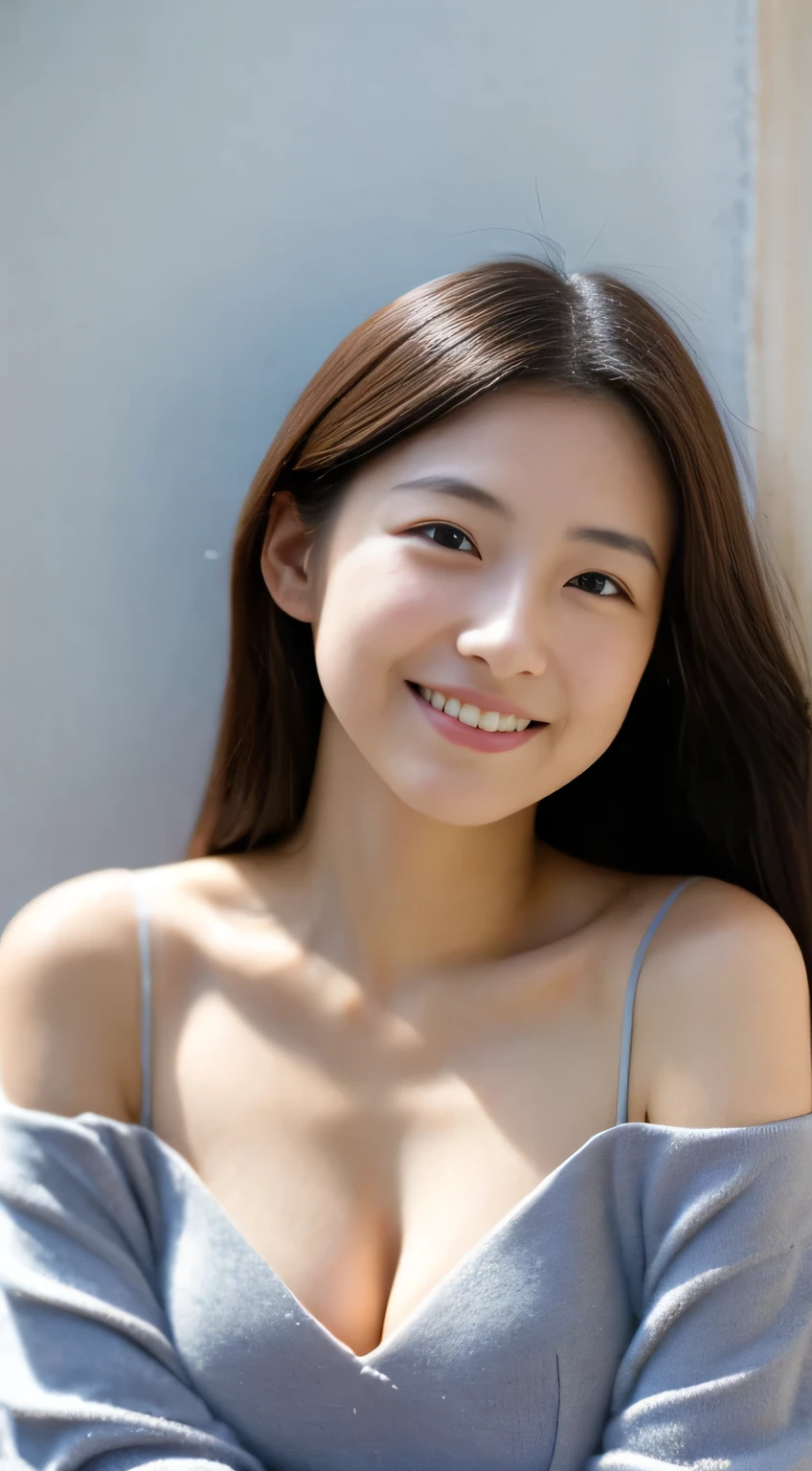 masterpiece,best quality,(Japanese girl),((Beautiful girl)),cleavage,(off shoulder:1.2),(perfect body beauty:1.2),(shy smile),from above
