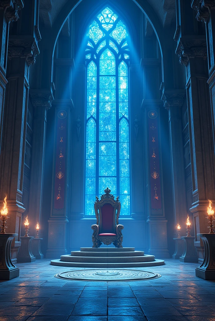 realistic fantasy interior castle blue
