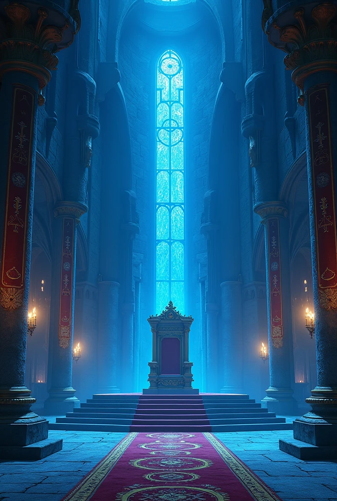 realistic fantasy interior castle blue