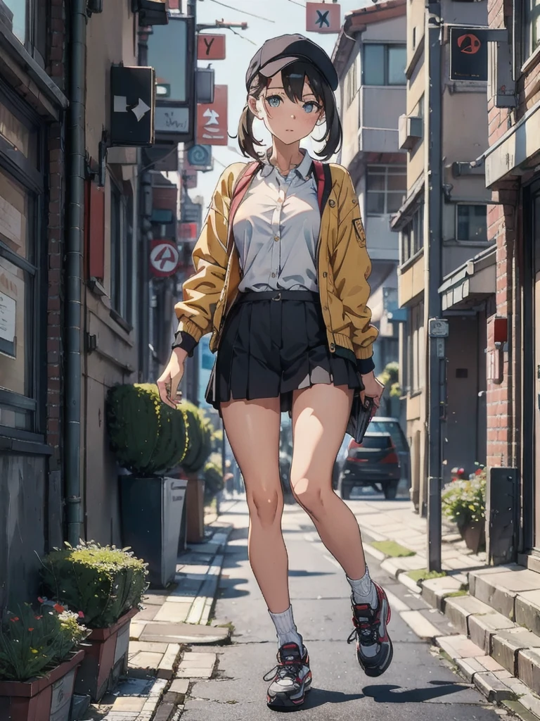Female courier, Touring, On the way to deliver a parcel, On the streets of the city, Attention to detail, 4K, masterpiece.