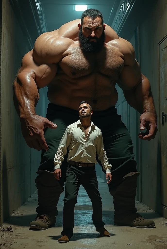Man caught by big fat man