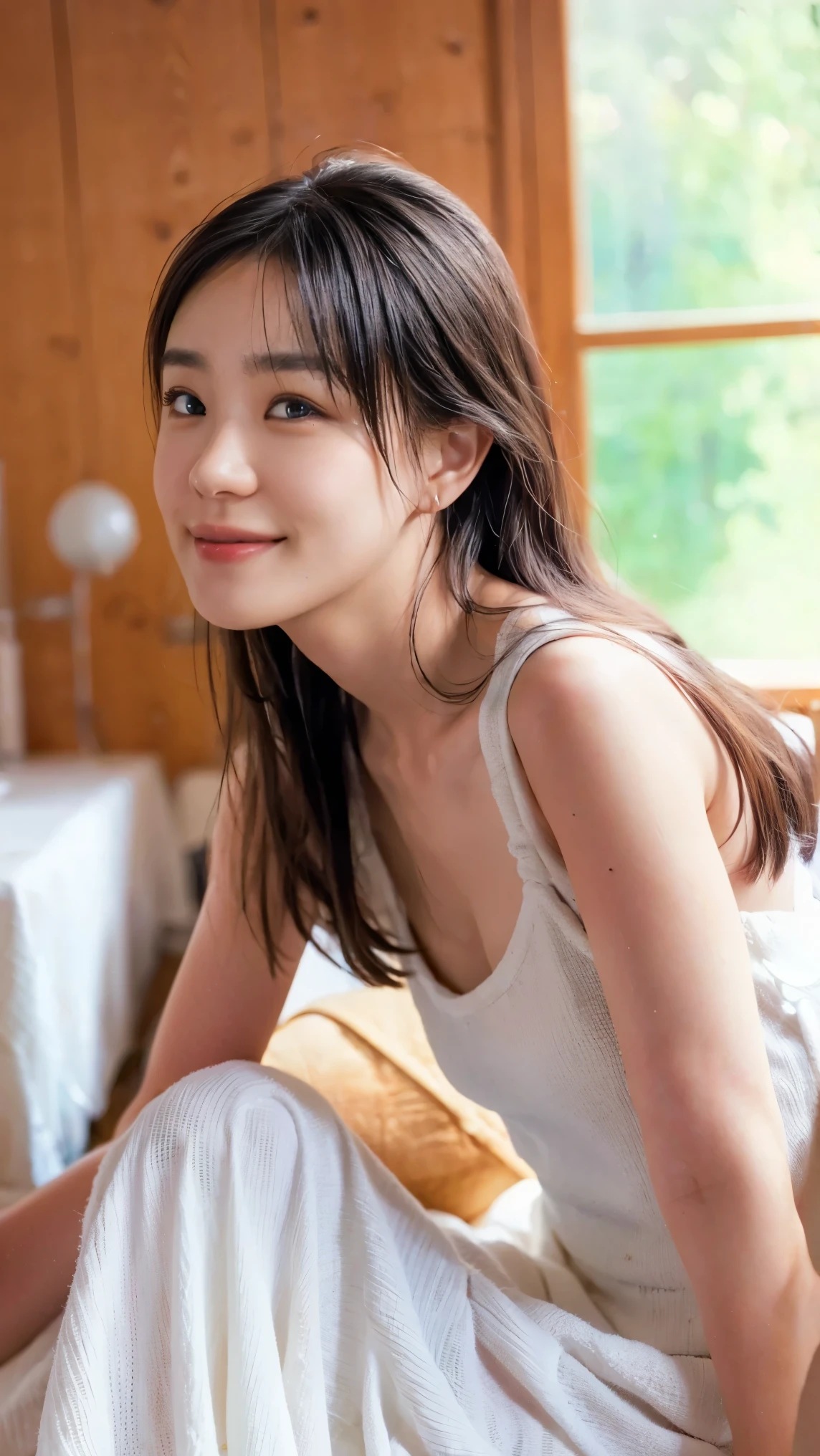 Blonde, Brown Hair, Everything modern:3.66, Cute Japanese Women Photos, smile, 20-year-old, Straight Hair:2.55, (photo Realistic:1.4), (hyper Realistic:1.4), (Realistic:1.3), (Smoother lighting:1.05), (Improving the quality of cinema lighting:0.9), 32K, 1 girl,20-year-oldの女の子, Realistic lighting, Backlight, The light shines on your face, Ray Tracing, (Bright light:1.2), (Improvement of quality:1.4), (Highest quality Realistic textured skin:1.4), fine grain, Detailed face,(smile:1.0), (Emphasis on face close-up:1.3), (Enhances the beauty of skin texture:1.1),((Extremely precise and accurate anatomy:1.0)), (Enhances the beauty of skin texture:1.1), Clean and glowing skin, mesh, thin:1.2, (Realistic:1.3), Realisticなライティング, (Smoother lighting:1.05), 32K, One Japanese woman, fine grain, Detailed face, (Film Grain:1.1),(Accentuates body lines:1.1), High resolution, Natural look, Kind eyes, Improves hair quality, Delicate light and shadow, Transparent muscles, Graceful pose, Beautiful Eyes, Sharp details, Soft light reflection, Beautiful contours, Delicate skin tone, Fine hair texture,Cute Japanese Women Photos,