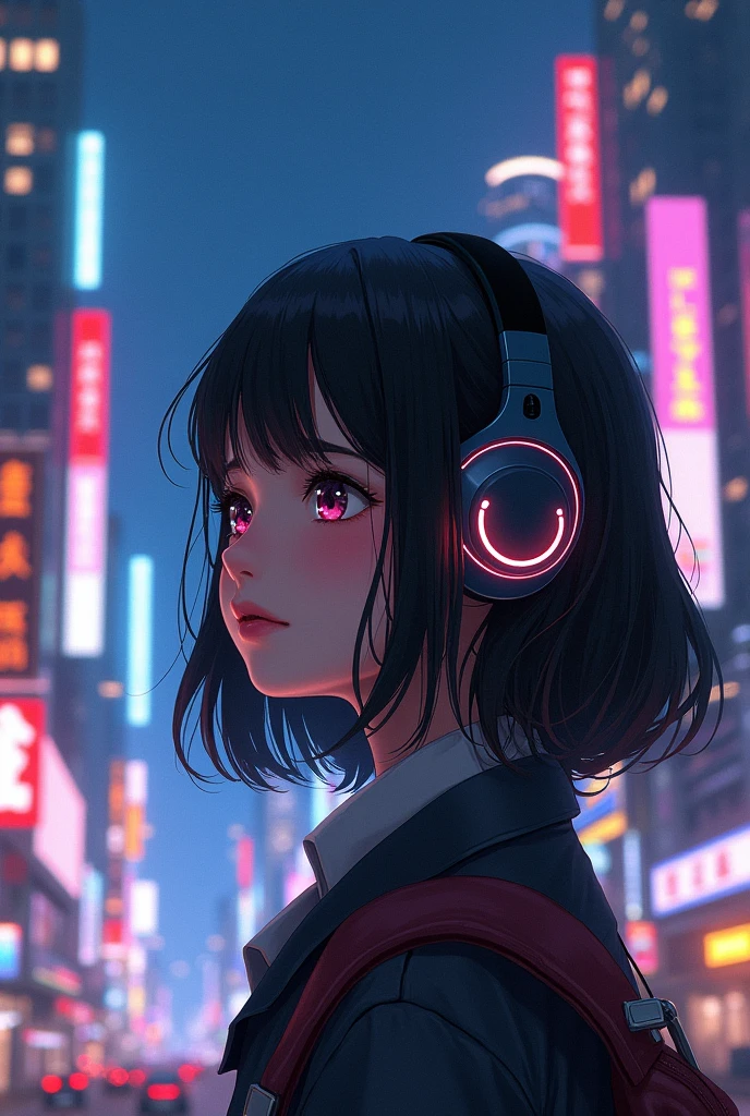 girl City Night Headphones Japanese