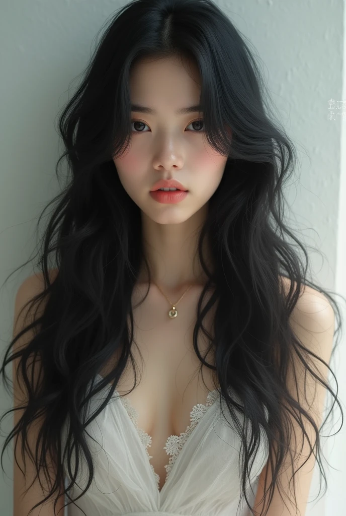 beautiful 17 year old girl white skinned and black flair hair till waist aesthetic pic