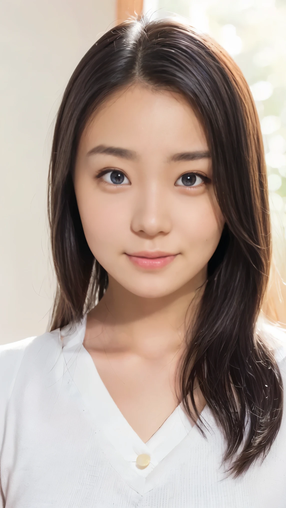 Blonde, Brown Hair, Everything modern:3.66, Cute Japanese Women Photos, smile, 20-year-old, Straight Hair:2.55, (photo Realistic:1.4), (hyper Realistic:1.4), (Realistic:1.3), (Smoother lighting:1.05), (Improving the quality of cinema lighting:0.9), 32K, 1 girl,20-year-oldの女の子, Realistic lighting, Backlight, The light shines on your face, Ray Tracing, (Bright light:1.2), (Improvement of quality:1.4), (Highest quality Realistic textured skin:1.4), fine grain, Detailed face,(smile:1.0), (Emphasis on face close-up:1.3), (Enhances the beauty of skin texture:1.1),((Extremely precise and accurate anatomy:1.0)), (Enhances the beauty of skin texture:1.1), Clean and glowing skin, mesh, thin:1.2, (Realistic:1.3), Realisticなライティング, (Smoother lighting:1.05), 32K, One Japanese woman, fine grain, Detailed face, (Film Grain:1.1),(Accentuates body lines:1.1), High resolution, Natural look, Kind eyes, Improves hair quality, Delicate light and shadow, Transparent muscles, Graceful pose, Beautiful Eyes, Sharp details, Soft light reflection, Beautiful contours, Delicate skin tone, Fine hair texture,Cute Japanese Women Photos,