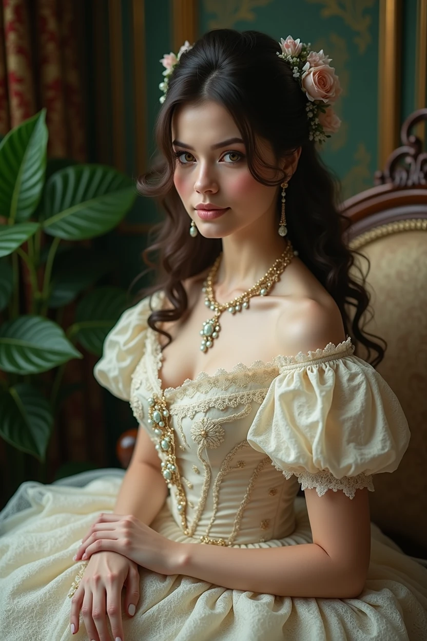 beautiful woman wearing victorian dress
