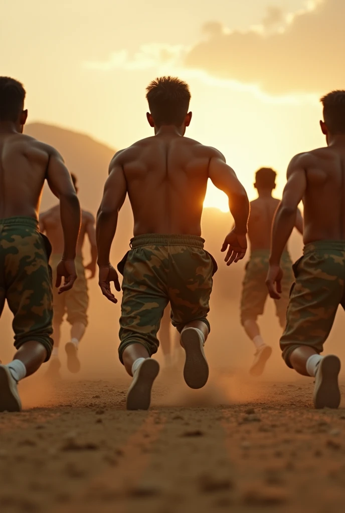 advertisement for nepali youth from pokhara doing push ups for british soldiers selection in a ground

