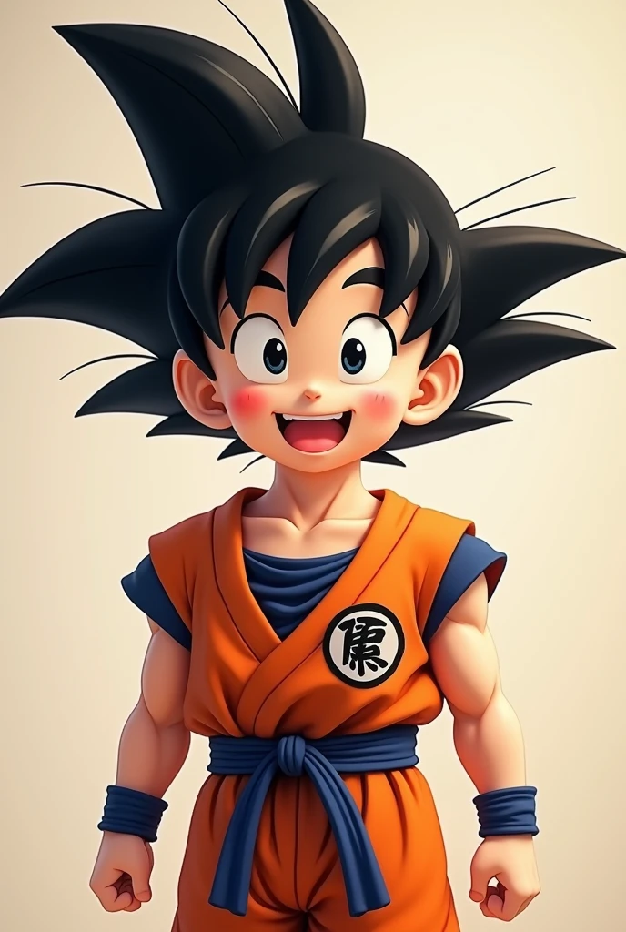 Create real ??? goku with name in top of goku name "Goku"