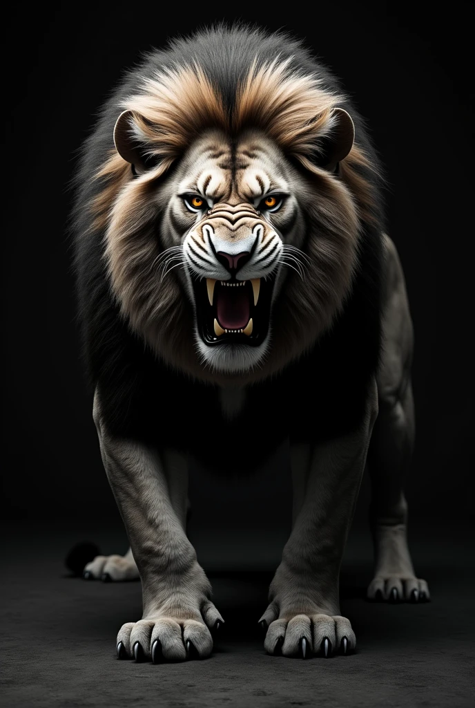 angry lion for black background
